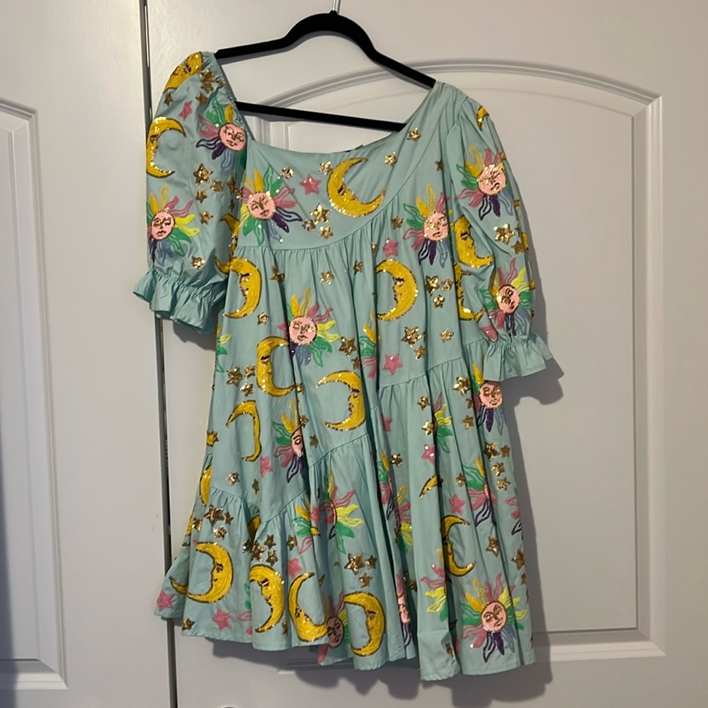 Queen of Sparkles - Sun, moon, and stars asymmetrical dress